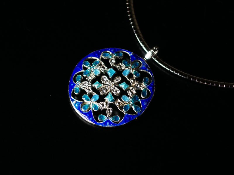 【京七宝】本銀ネックレス 青