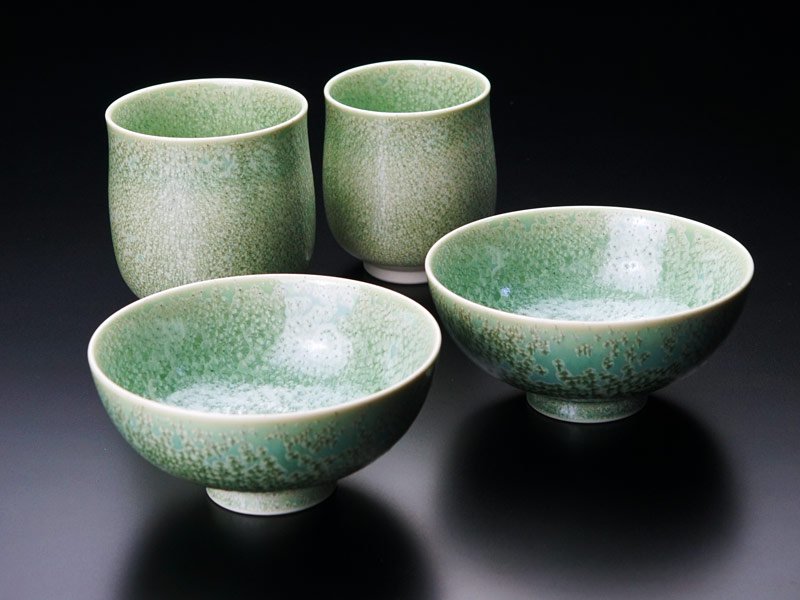 【有田焼】睦揃(夫婦茶碗セット)鶯玉