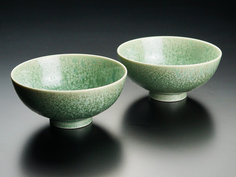 【有田焼】睦揃(夫婦茶碗セット)鶯玉