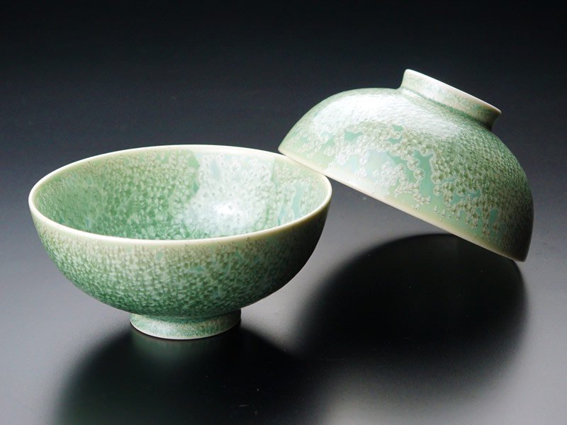 【有田焼】睦揃(夫婦茶碗セット)鶯玉