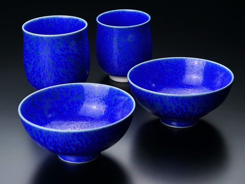 【有田焼】睦揃(夫婦茶碗セット)瑠璃水滴