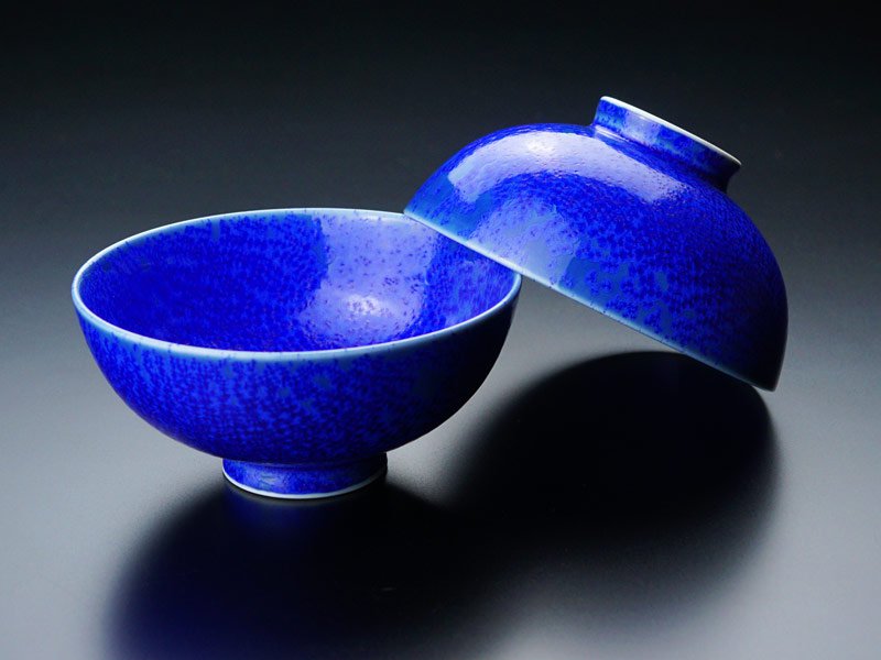 【有田焼】睦揃(夫婦茶碗セット)瑠璃水滴