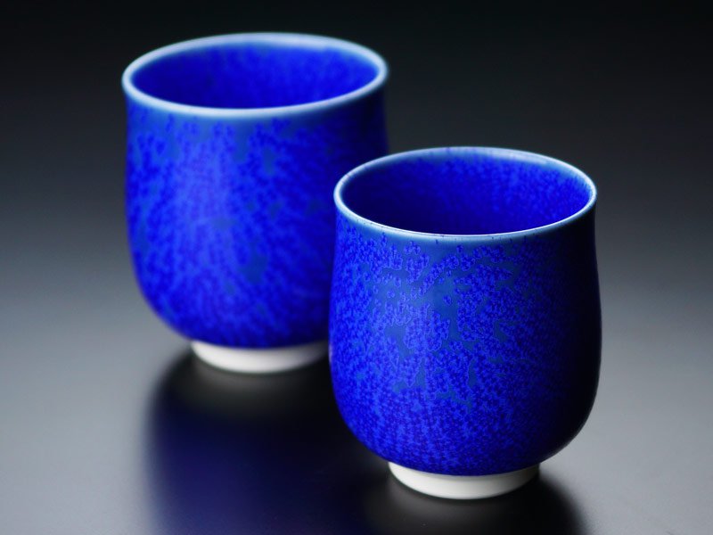 【有田焼】睦揃(夫婦茶碗セット)瑠璃水滴