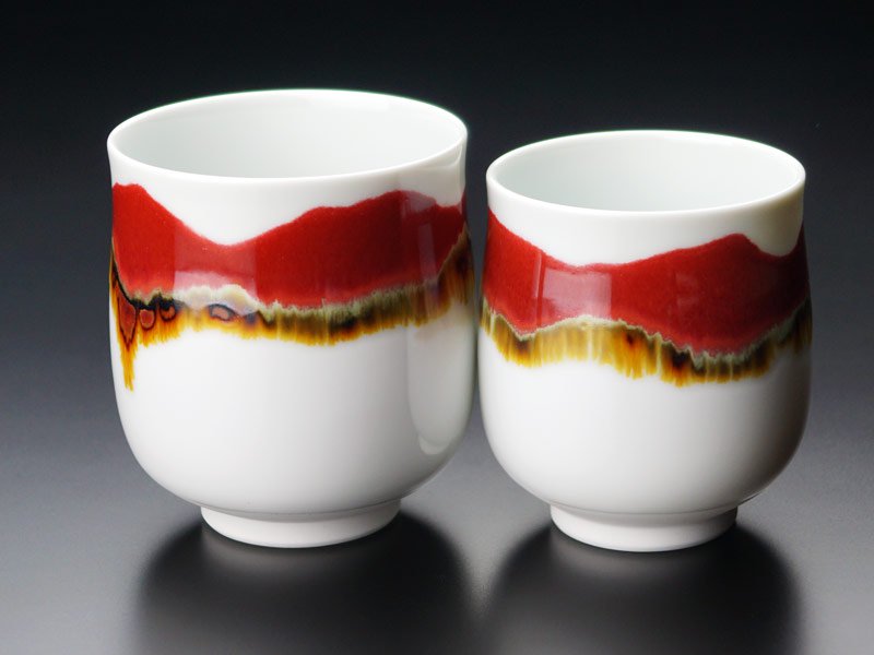【有田焼】夫婦湯呑 シルクロード