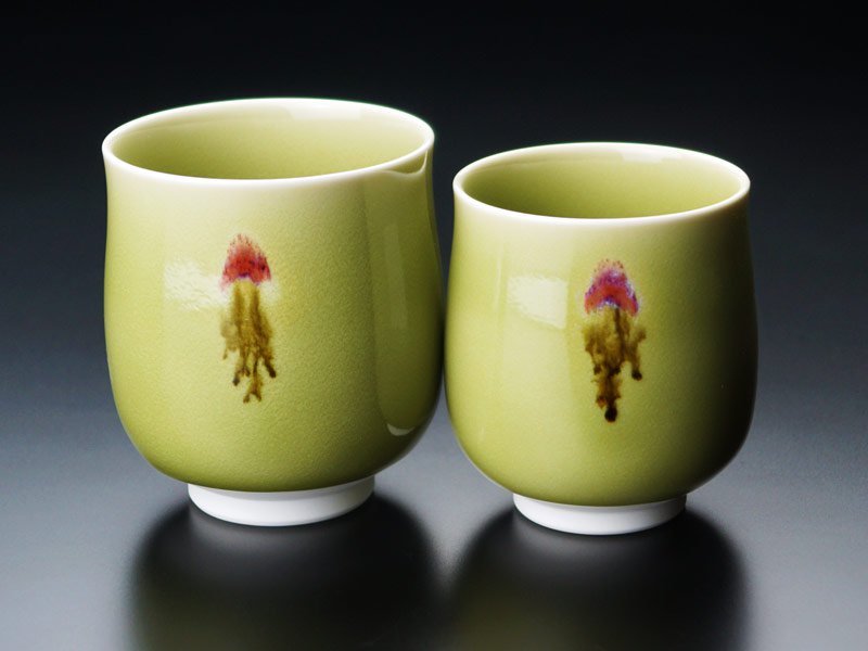 【有田焼】夫婦湯呑 天龍寺青磁花片紋