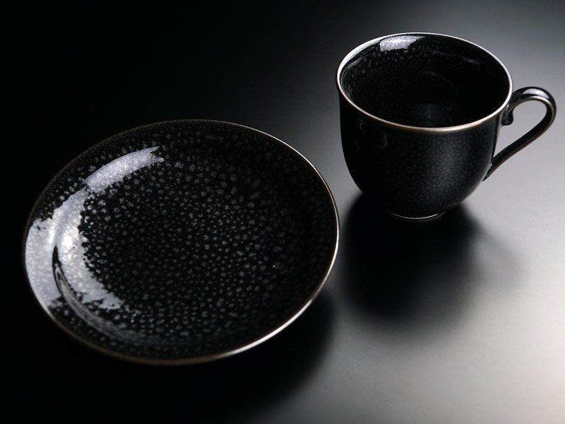 【有田焼】広口コーヒーカップ 銀油滴天目