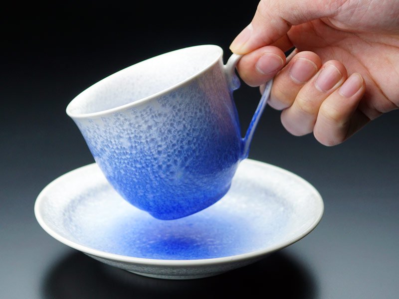 【有田焼】広口コーヒーカップ 藍染水滴