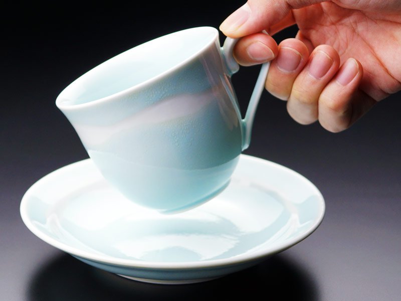 【有田焼】広口コーヒーカップ 月白釉