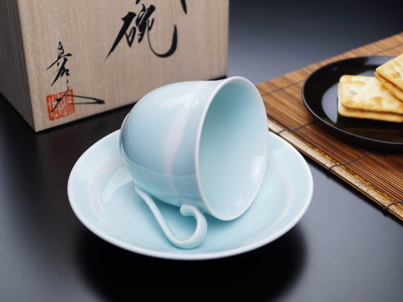 【有田焼】広口コーヒーカップ 月白釉