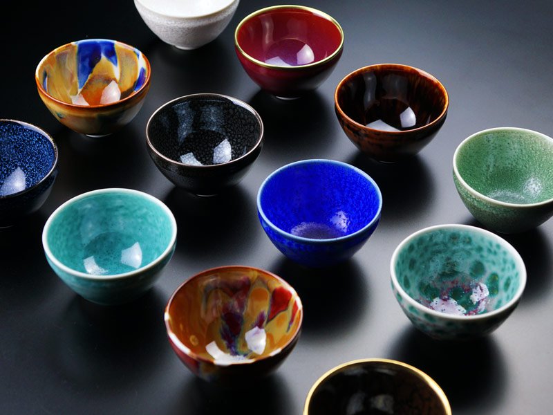 【特別企画】ぐい呑みセット(12色)真右エ門窯:桐箱入贈答品