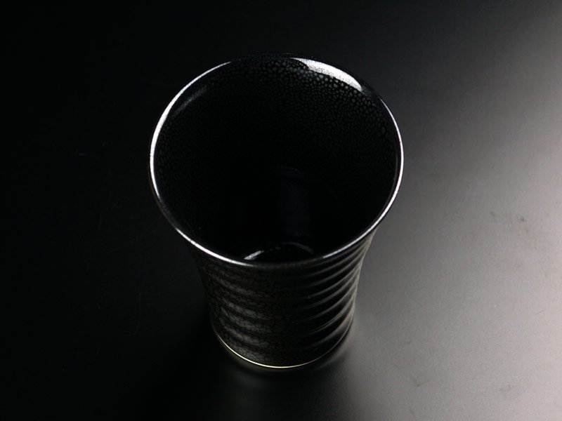 【有田焼】段付焼酎グラス 銀油滴天目