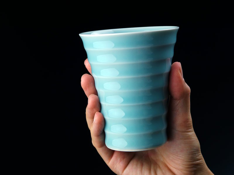 【有田焼】段付焼酎グラス 砧青磁