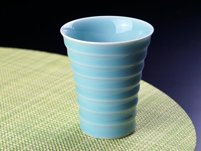 【有田焼】段付焼酎グラス 砧青磁