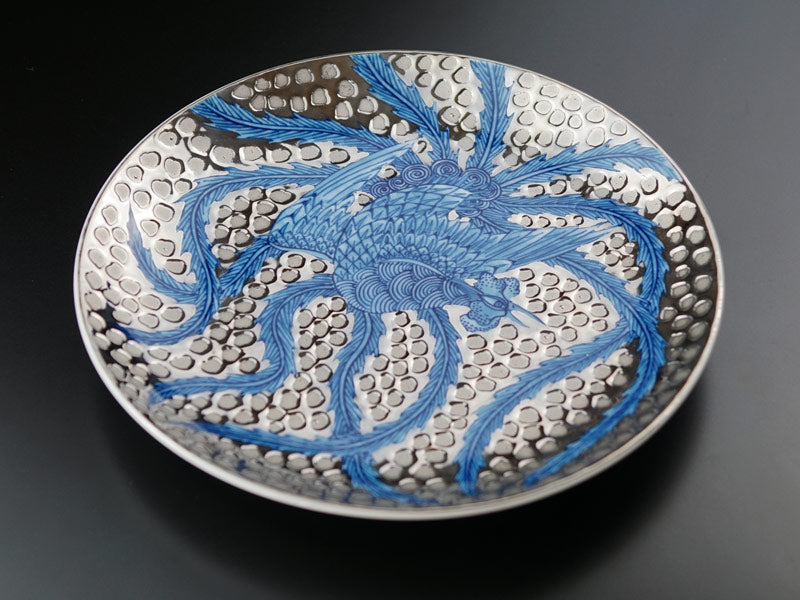 【有田焼】飾り絵皿 染錦白金彩鳳凰図