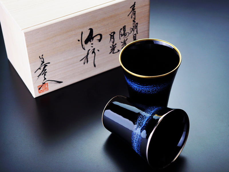 本金と白金の永久なる輝き ペア焼酎グラス 陽光 月光