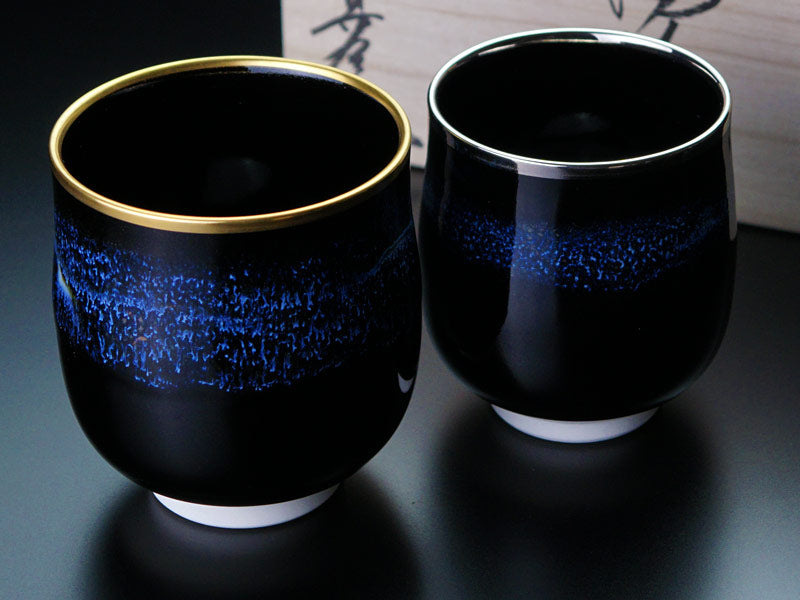 本金と白金の永久なる輝き【有田焼】睦揃(夫婦茶碗セット)青き明星 陽光 月光