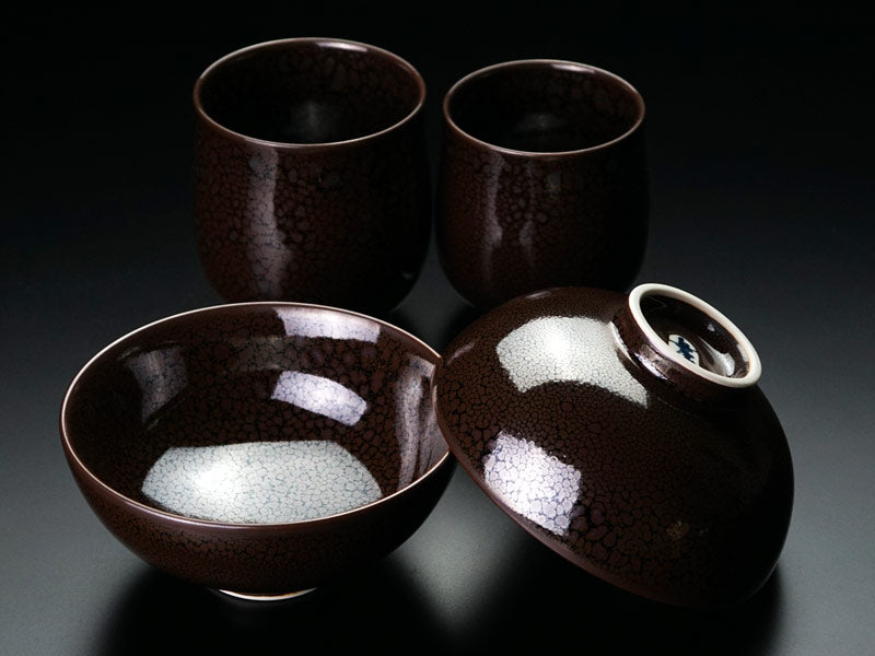 【有田焼】睦揃(夫婦茶碗セット)龍鱗油滴天目