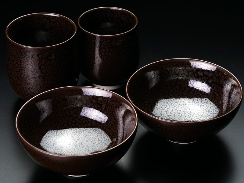 【有田焼】睦揃(夫婦茶碗セット)龍鱗油滴天目