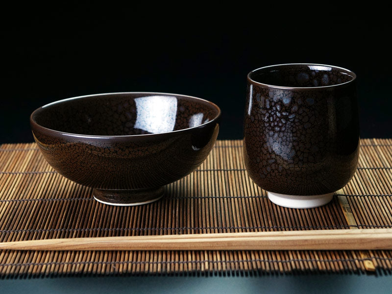 【有田焼】睦揃(夫婦茶碗セット)龍鱗油滴天目