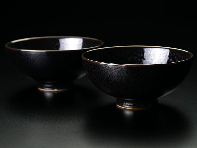 【有田焼】睦揃(夫婦茶碗セット)銀油滴天目