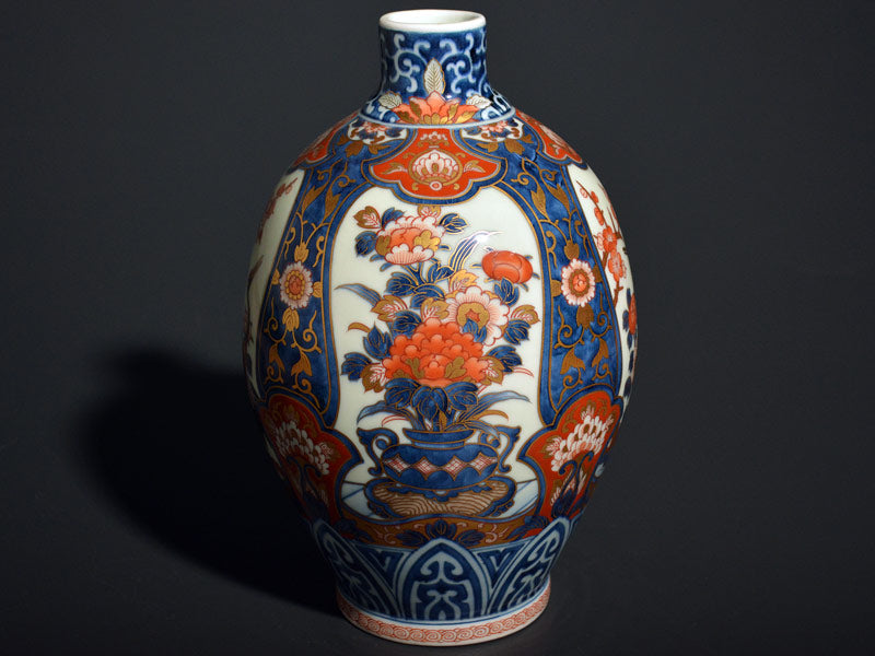 1595 美味く 古伊万里 色絵 江戸時代風俗図 花瓶 時代物 