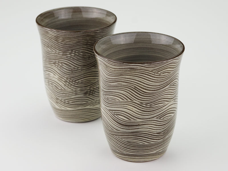 【有田焼】ペア焼酎グラス 波刷毛