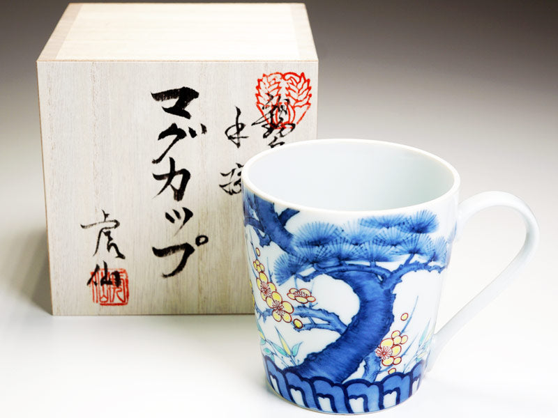 【有田焼】マグカップ 染錦吉祥松竹梅図