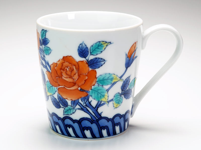 【有田焼】マグカップ 染錦薔薇図