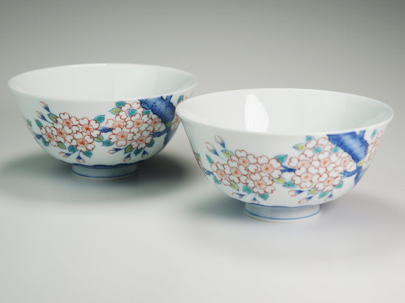 【有田焼】夫婦茶碗 染錦吉祥桜図