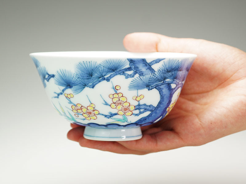 【有田焼】茶碗 染錦吉祥松竹梅図