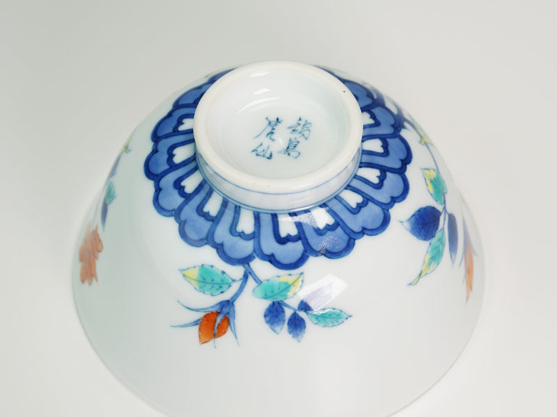 【有田焼】茶碗 染錦吉祥薔薇図