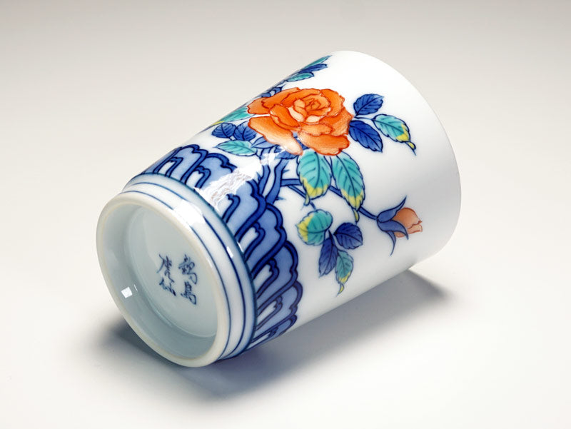 【有田焼】睦揃(夫婦茶碗セット)染錦吉祥薔薇図