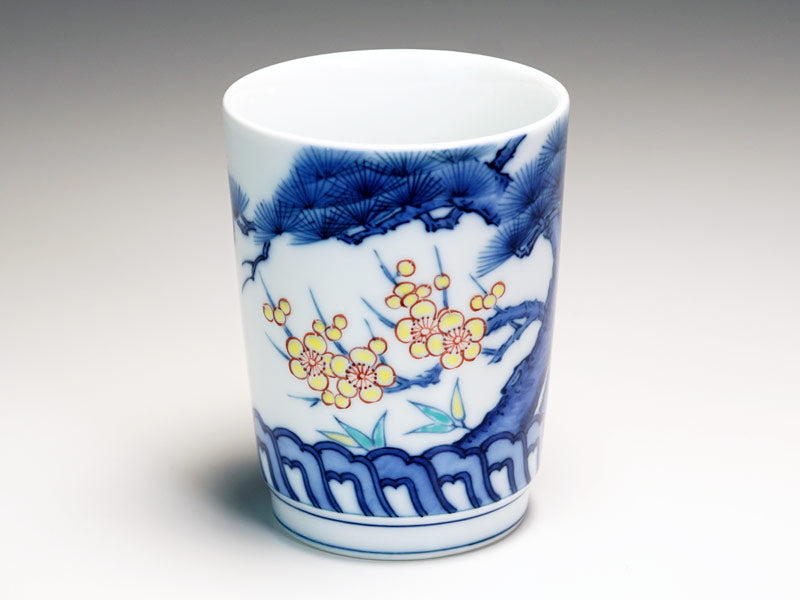 【有田焼】湯呑茶碗セット 染錦吉祥松竹梅図
