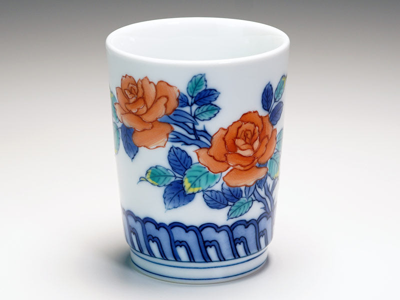 【有田焼】湯呑茶碗セット 染錦吉祥薔薇図