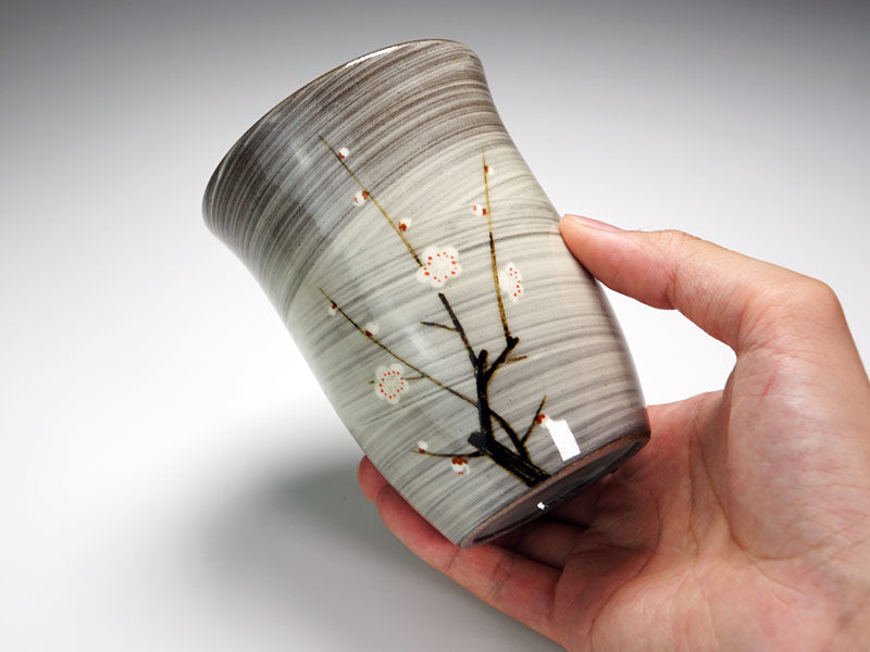 【有田焼】焼酎グラス 白梅