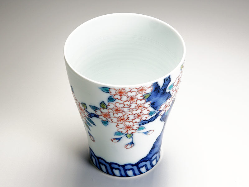 【有田焼】焼酎グラス 染錦吉祥桜図