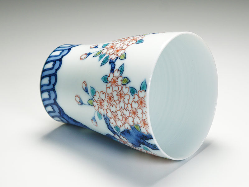 【有田焼】焼酎グラス 染錦吉祥桜図