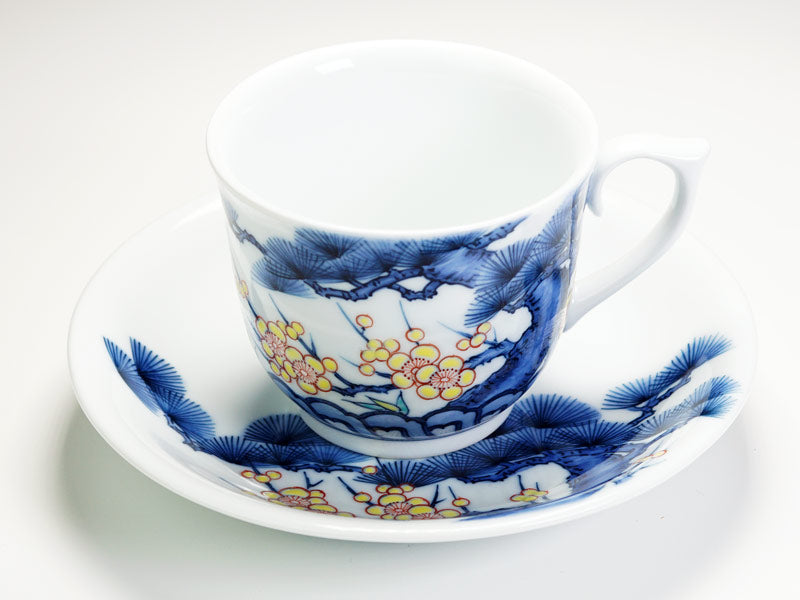 【有田焼】コーヒーカップ 染錦吉祥松竹梅図