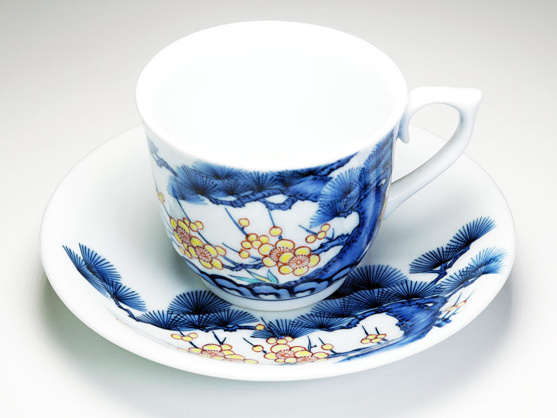 【有田焼】コーヒーカップ 染錦吉祥松竹梅図