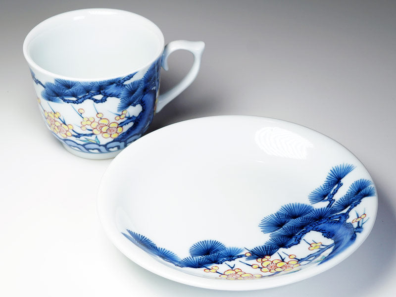 【有田焼】コーヒーカップ 染錦吉祥松竹梅図