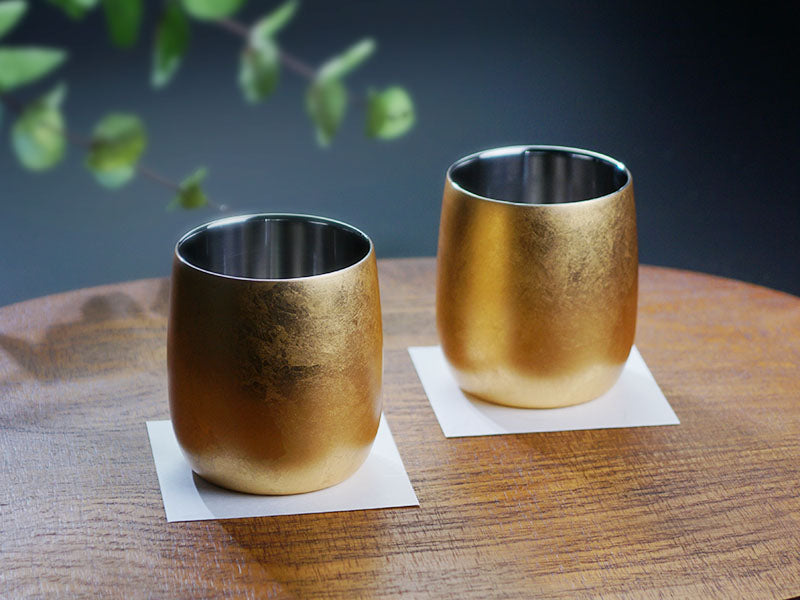 【漆磨カップ】ペア湯呑 福達磨「箔衣」