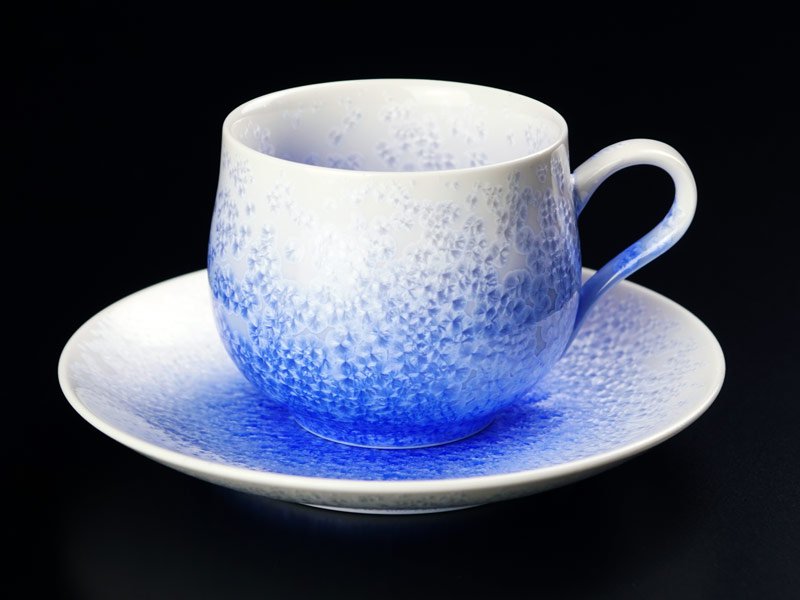 【有田焼】丸コーヒーカップ 藍染水滴の写真1