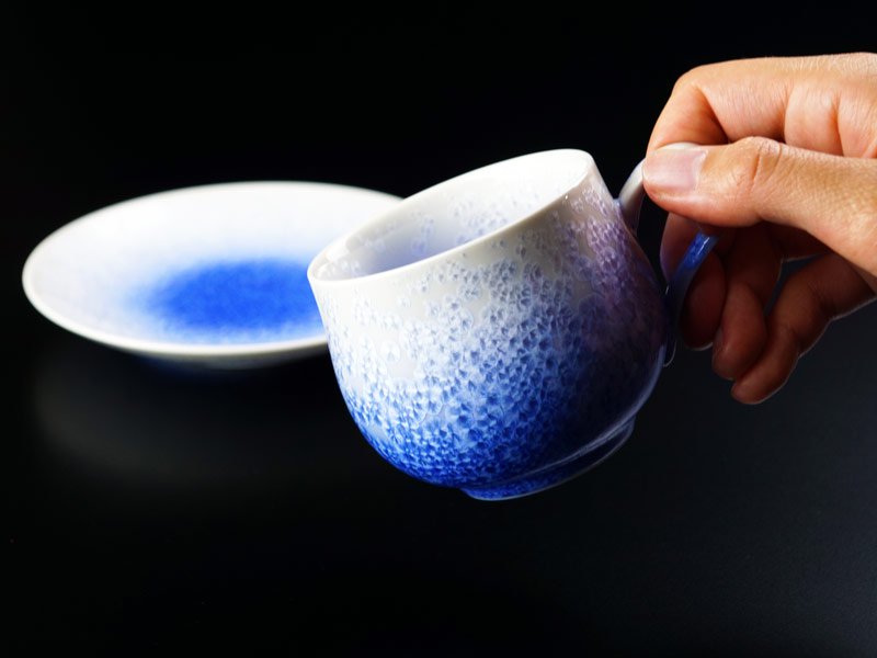 【有田焼】丸コーヒーカップ 藍染水滴の写真3