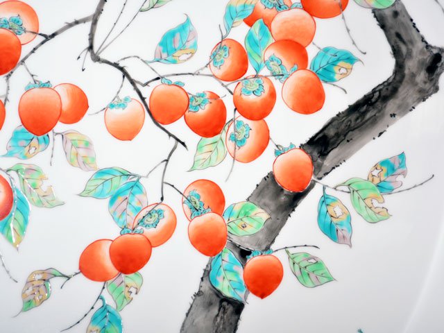 【有田焼】飾絵皿（大）色絵柿絵の写真3