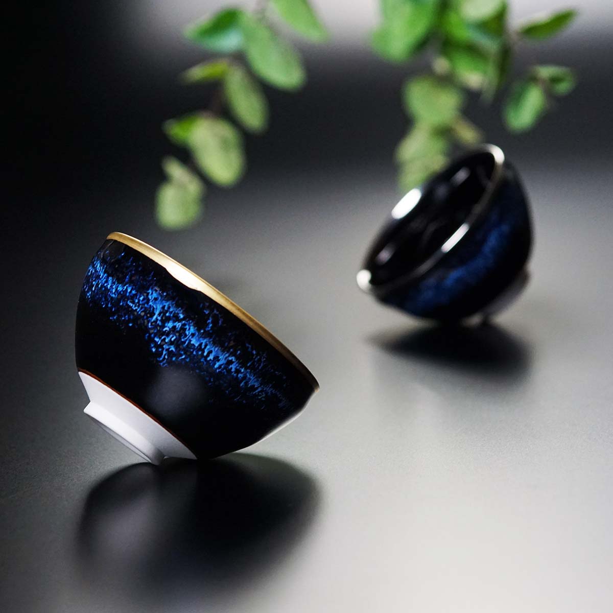 【有田焼】ペアぐい呑み 青き明星 陽光月光