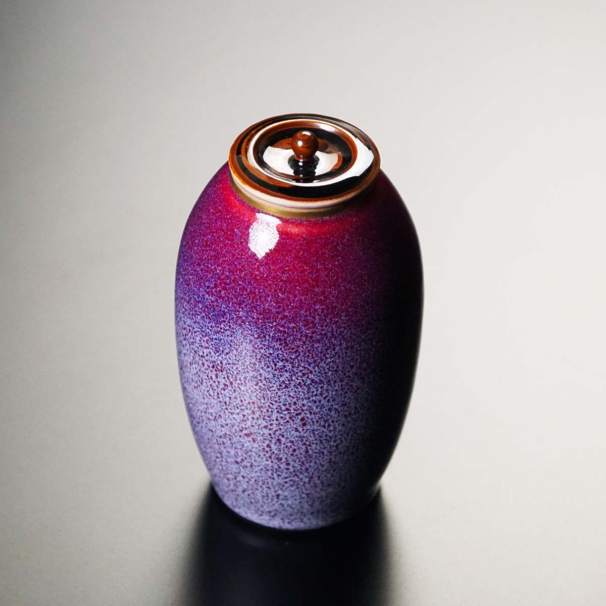 【有田焼】紫紅辰砂茶入