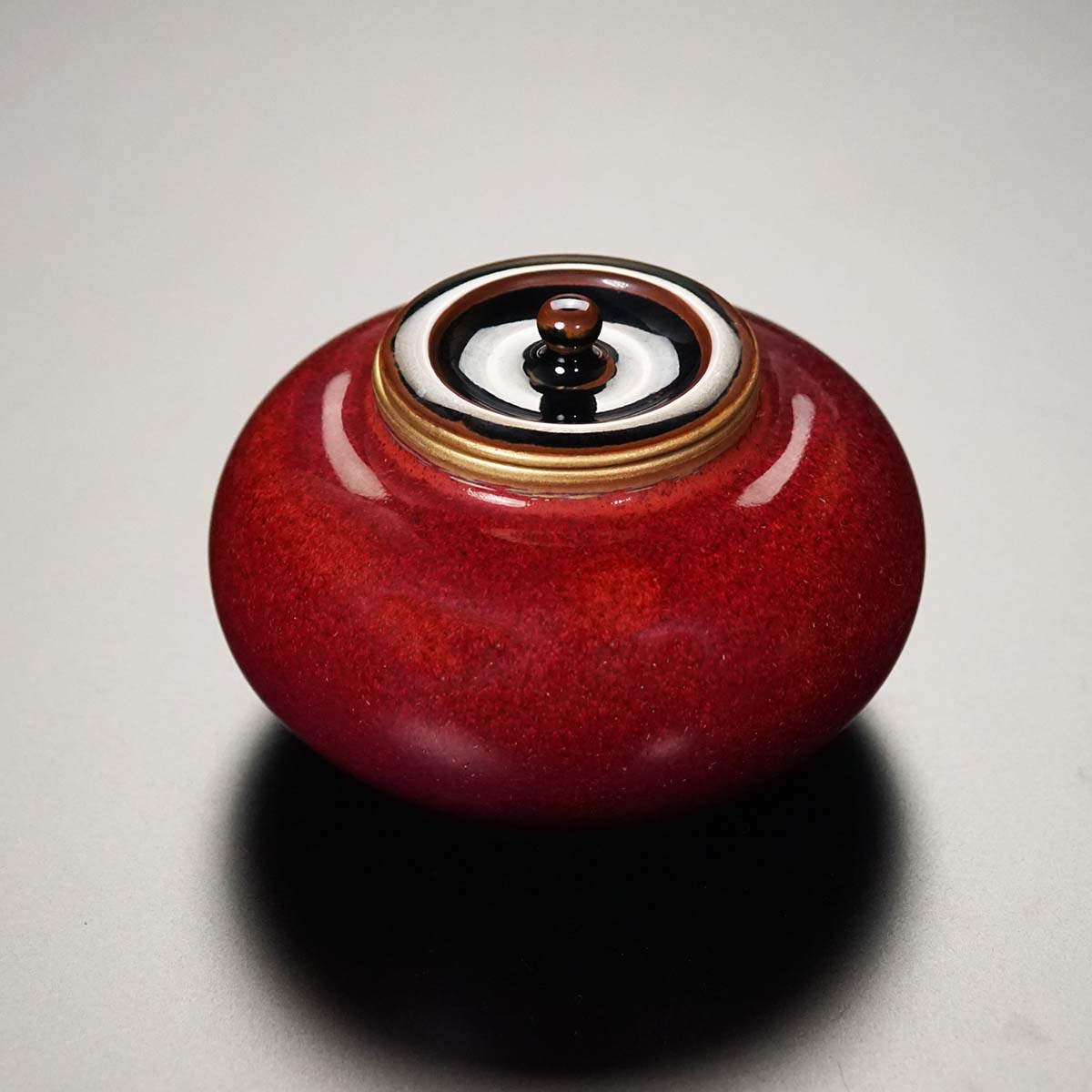 【有田焼】茜辰砂茶入『塾柿』