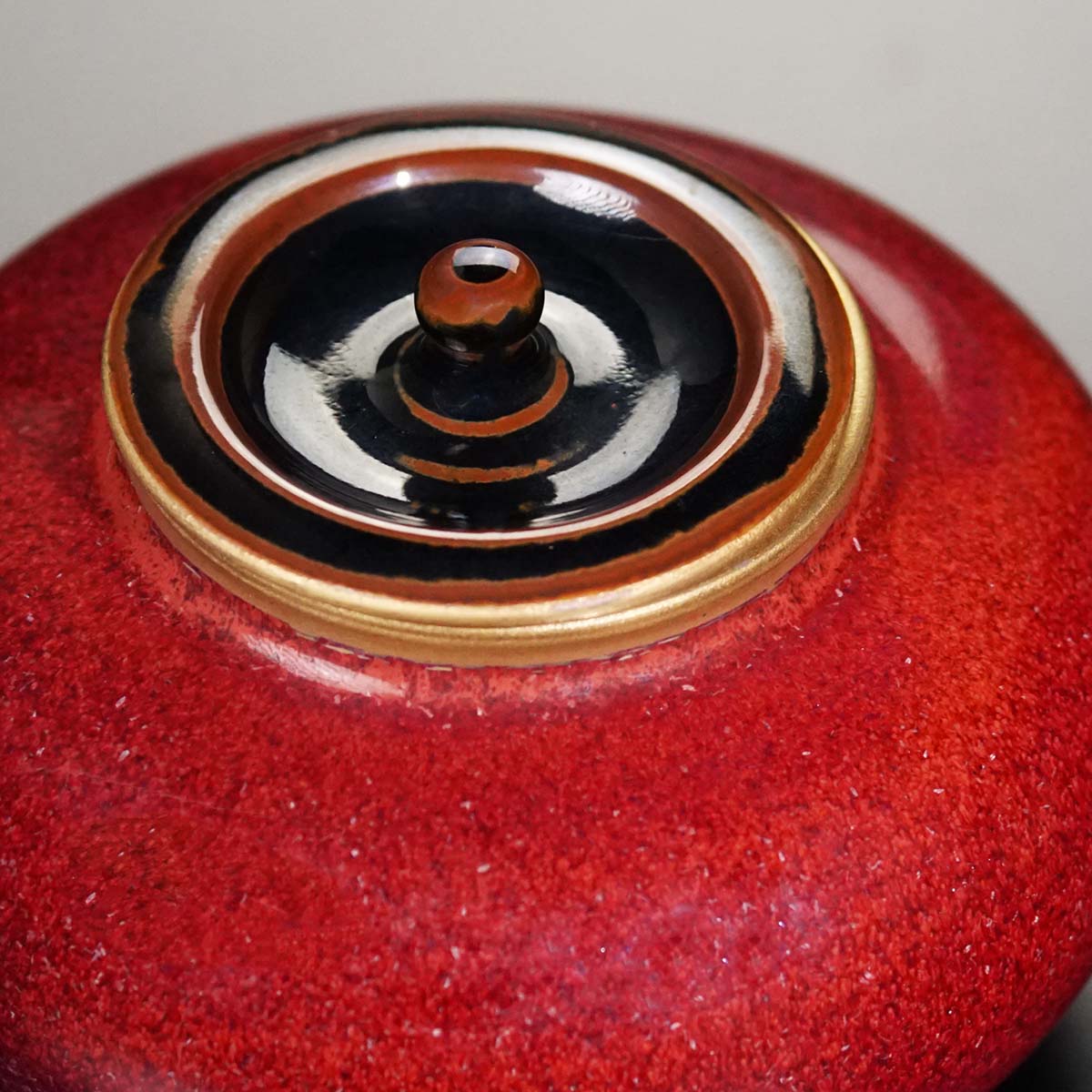 【有田焼】茜辰砂茶入『塾柿』