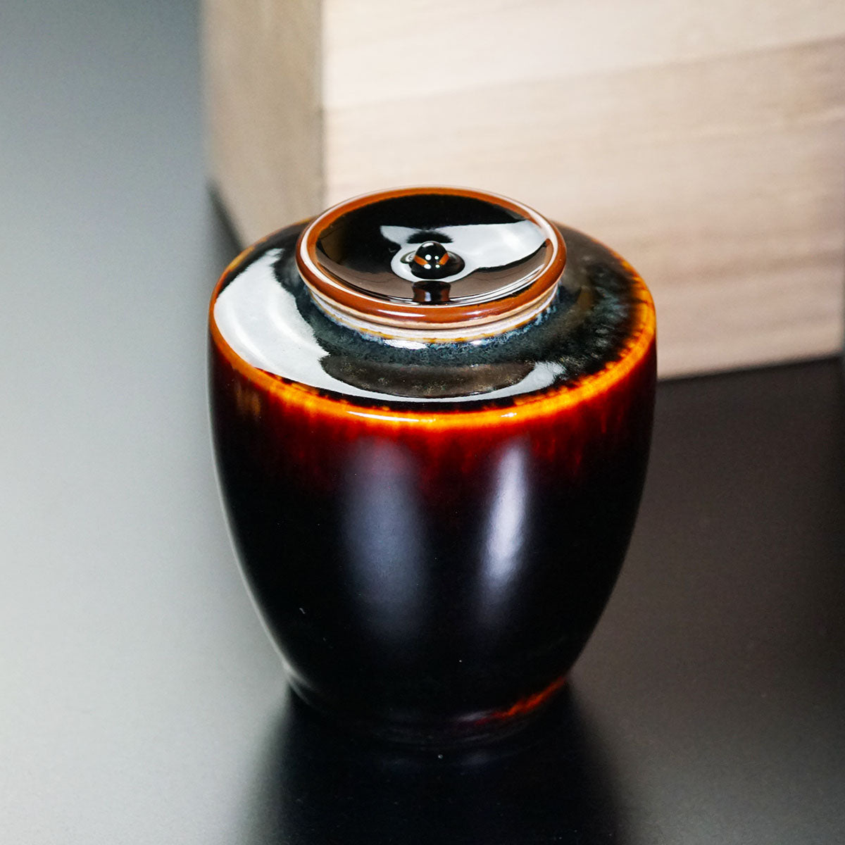 有田焼】玳皮天目茶入