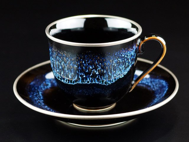 煌々と光る宇宙の白銀 珈琲茶碗 青き明星"月光"